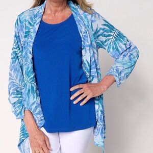 Susan Graver Blue Leaf Print Cover-Up